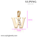 33017 Xuping popular bem design carta especial w pingente de ouro para as mulheres jóias geométricas nobres